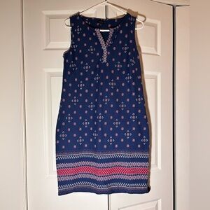 Navy Patterned Sleeveless Dress